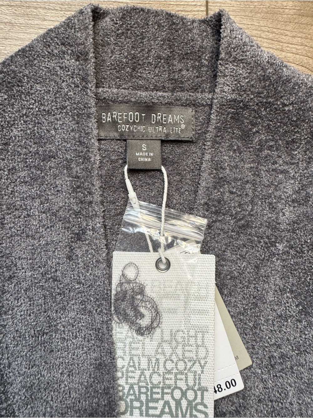 BAREFOOT DREAMS Cozy Chic Ultra Lite® Everything Cardigan SIZE S Coal NEW - Picture 6 of 11